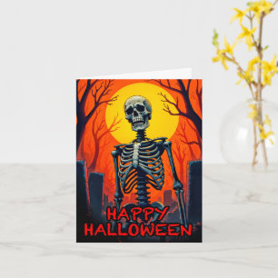 Cartão Feliz Esqueleto Mischievo de Halloween