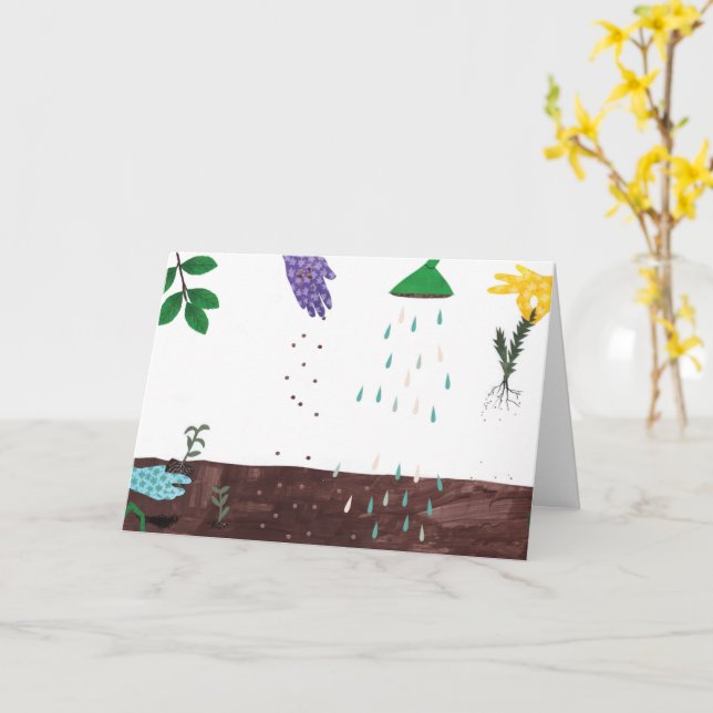 Cartão Feliz Estação de Jardinagem | Ilustração de Jardin (Flor Amarela)