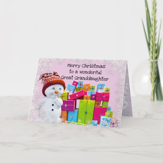 Cartão Feliz Excelente de Natal neta (Frente)