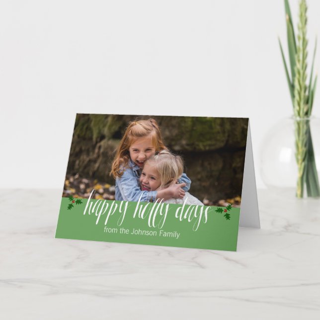Cartão Feliz feriado da família _____ Dias de Holly (Frente)