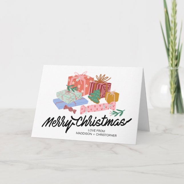 Cartão Feliz Feriado De Natal Deseja Amigos Familiares (Frente)