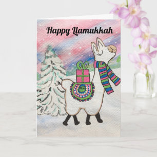 Cartão Feliz Feriado Llamukkah Hanukkah