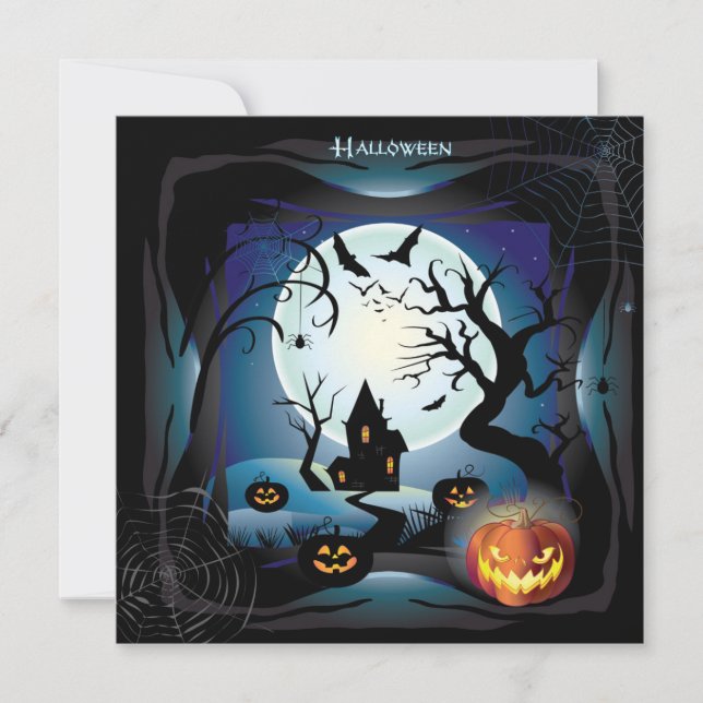 Cartão Feliz Festa de Halloween "Treine or Trick" (Frente)