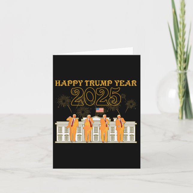 Cartão Feliz Festa do Ano Trump 2025 Casa Branca Novo Pre (Frente)