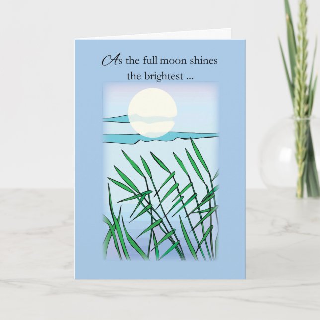 Cartão Feliz Festival de outono de Médio cheio de lua azu (Frente)