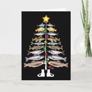 Cartão Feliz Fishmas Árvore de Natal Engraçado Pesca