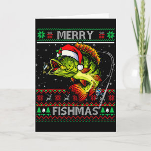 Cartão Feliz Fishmas B Peixe Natal de Pesca Natal Feio