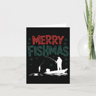 Cartão Feliz Fishmas Engraçado Natal Pescador Férias Fi