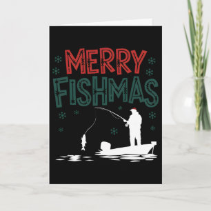 Cartão Feliz Fishmas Natal Divertido Pescador Feriado Pei