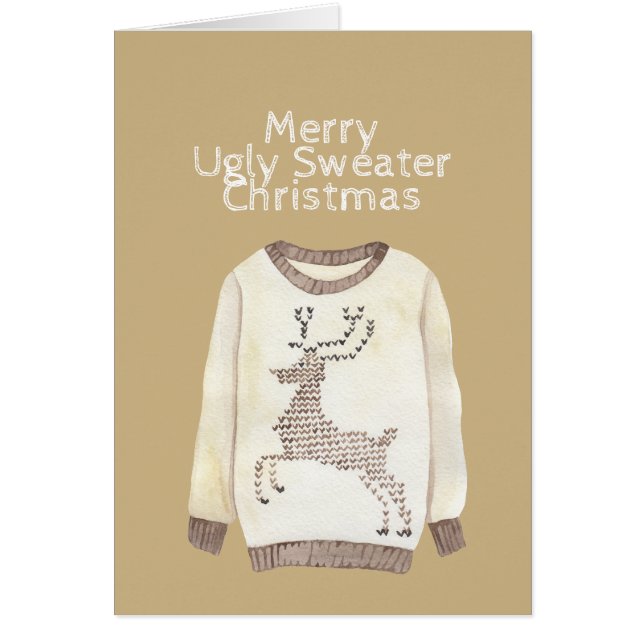 Cartão Feliz Fofo Fofo Natal - Reindeer com Título (Frente)