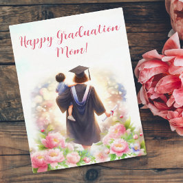 Cartão Feliz Formatura Mamãe Com Toddler E Peônias