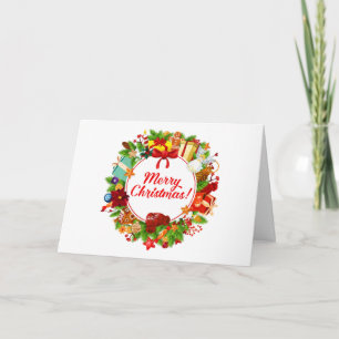 Cartão Feliz Fúria de Natal com Ornamentos e Presentes
