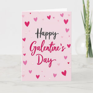 Cartão Feliz Galentines com Coração Espalhado