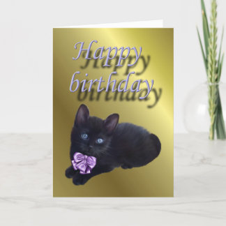 Cartão Feliz gatinho negro de aniversário