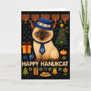Cartão Feliz Gato de Hanuka Suéter Feio Gato Chanukah Jud
