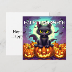 Cartão Feliz Gato Negra de Halloween