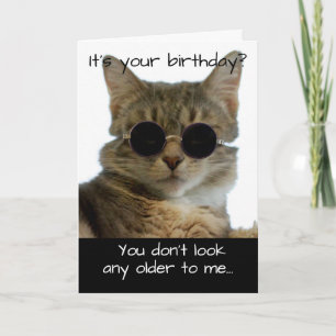 Cartão Feliz Gato Vestindo Óculos Aniversário