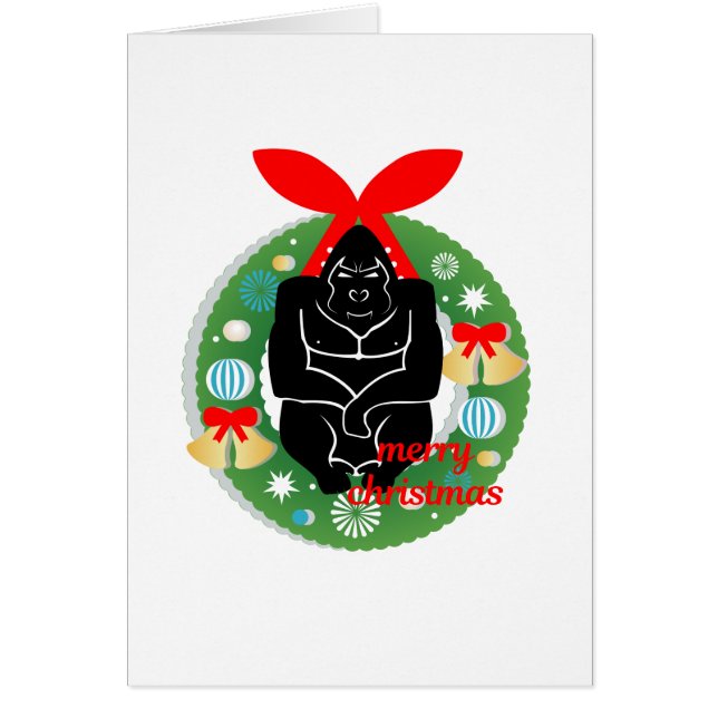 Cartão Feliz gorila de natal (Frente)
