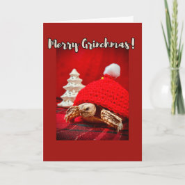 Cartão Feliz Grinchmas, tartaruga sulcata de bebê, de cha