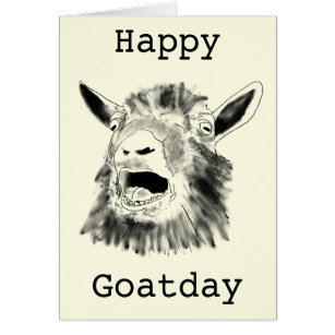 Cartão Feliz Gritante Dia de Cabra Engraçado Desenho Quir