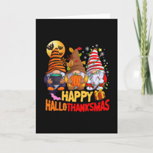 Cartão Feliz Hallothanksmas Amante de Gnomos de Halloween