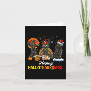 Cartão Feliz Hallothanksmas Black Cat Halloween Graças