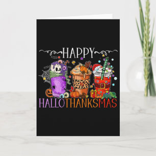 Cartão Feliz Hallothanksmas Dia das Bruxas Ação de Graças