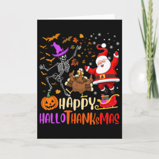 Cartão Feliz Hallothanksmas Esqueleto Abóbora Peru Santa
