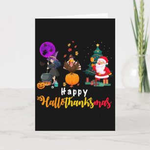 Cartão Feliz Hallothanksmas Halloween Dia de Ação de Graç
