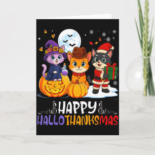 Cartão Feliz Hallothanksmas Piada de Halloween Dia de Açã
