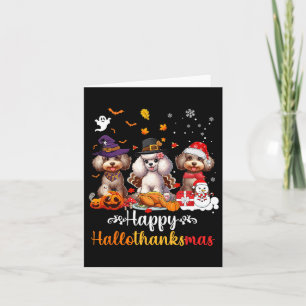 Cartão Feliz Hallothanksmas Poodle Dog Halloween Christma