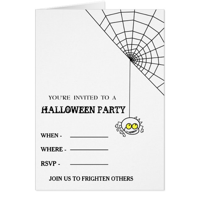 Cartão Feliz Halloween 2020 com aranha e sua teia (Frente)