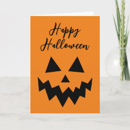 Cartão Feliz Halloween Abóbora Laranja Rosto de Jack O La