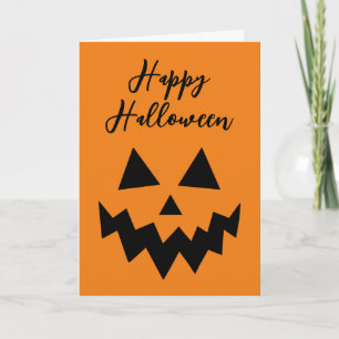 Cartão Feliz Halloween Abóbora Laranja Rosto de Jack O La