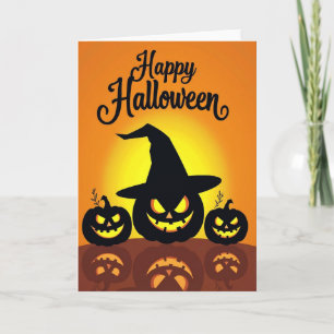 Cartão Feliz Halloween Abóboras Assustadoras