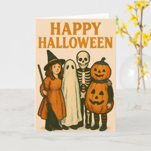 Cartão Feliz Halloween, amigos assustadores