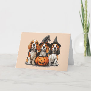 Cartão Feliz Halloween Beagle Dogs Jack O Lantern