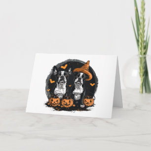 Cartão Feliz Halloween Boston Terrier Dogs