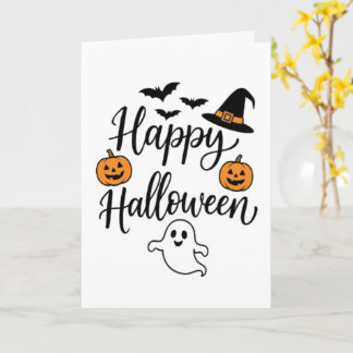 Cartão Feliz Halloween Bruxa Chapéu Jack O Lanterna Abóbo