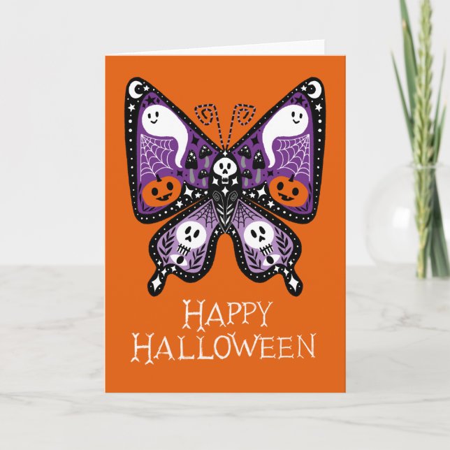Cartão Feliz Halloween Butterfly Ghost (Frente)