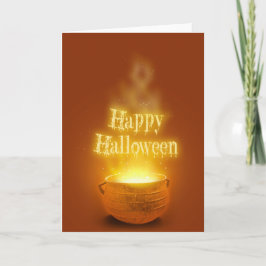 Cartão Feliz Halloween Caldeirão de Bruxa
