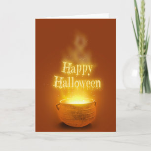 Cartão Feliz Halloween Caldeirão de Bruxa