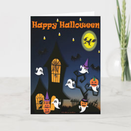 Cartão Feliz Halloween, Casa Assombrada