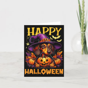 Cartão Feliz Halloween Dachshund Pai do Cão Wiener Femini