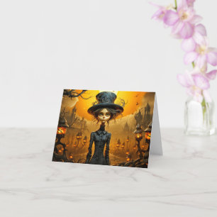 Cartão Feliz Halloween - Design de Bruxa Gótica