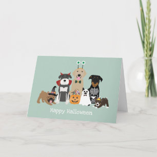 Cartão Feliz Halloween Fantasias de Pets Assustadores