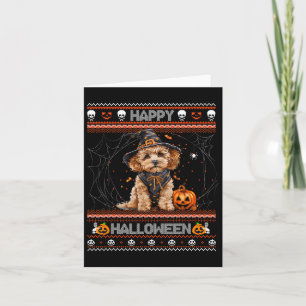 Cartão Feliz Halloween Feia Poodle Howl-o-ween Pumpkin Do