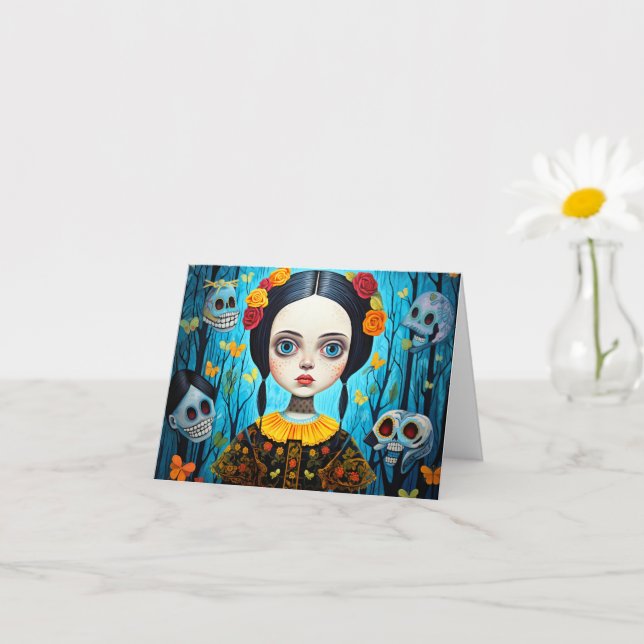 Cartão Feliz Halloween Góthic WitGirl Design (Planta pequena)