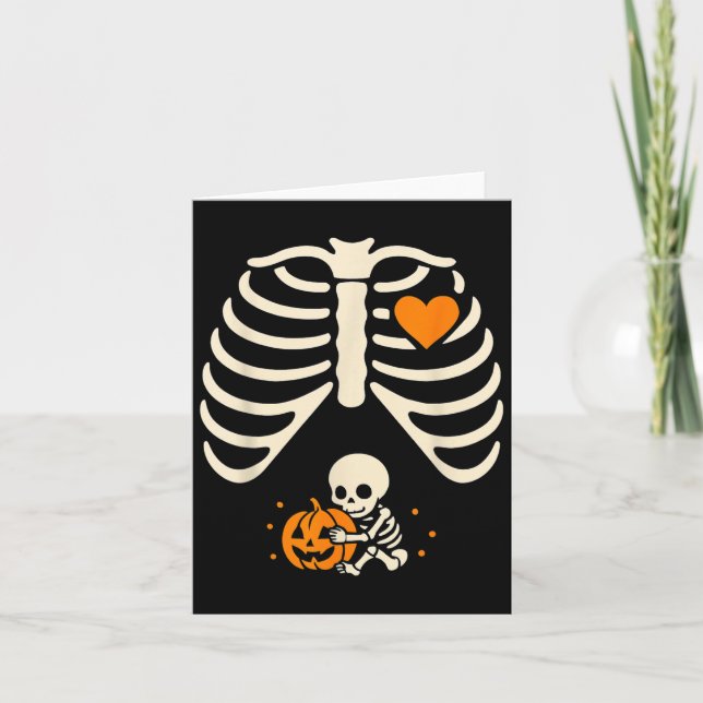 Cartão Feliz Halloween Grávida Bebê Skeleton Spookies Sea (Frente)