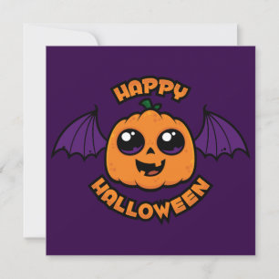 Cartão Feliz Halloween Kawaii Pumpkin Spooky Cuteness